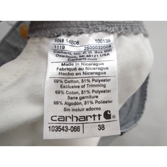 Carhartt Broxton Force Cargo Shorts Mens 38 Gray Relaxed Fit Ripstop Workwear - Picture 10 of 11